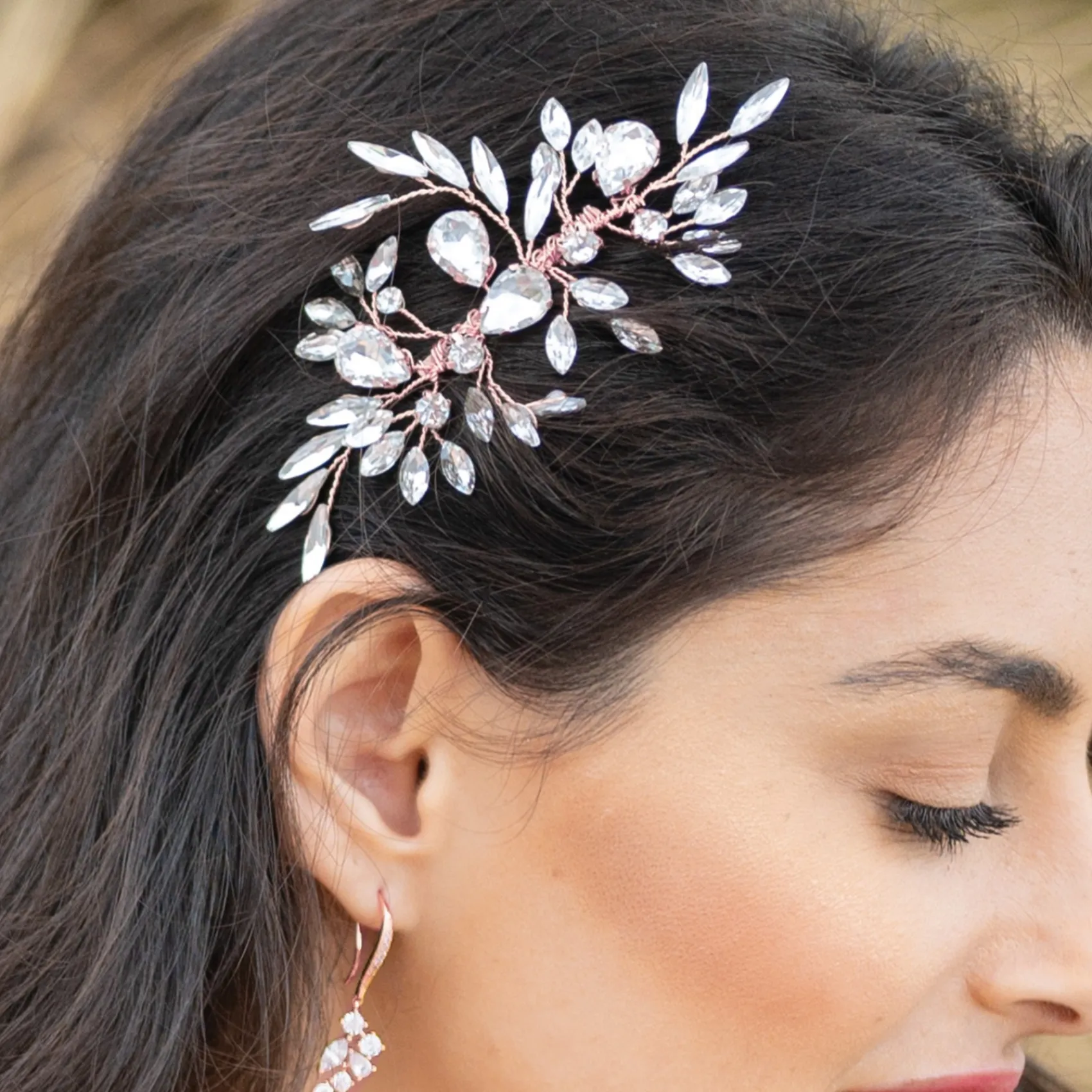 Ivory & Co Ivory and Co Diamant Frost Rose Gold Kristall Haarkamm* Abschlussball Haarspangen & Kämme | Haarschmuck Aus Kristall