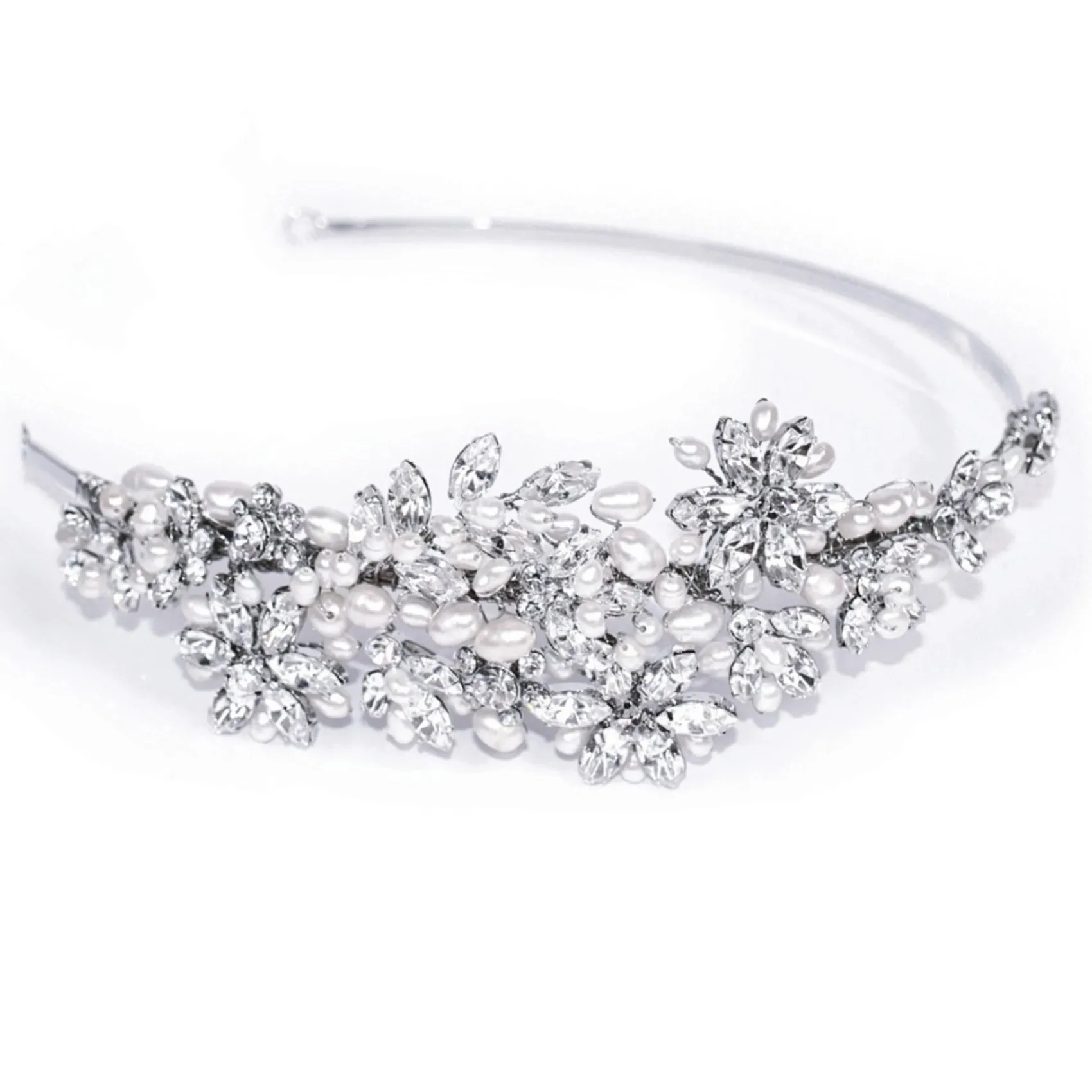 Ivory & Co Ivory and Co Dior Crystal Blossom und Perle Hochzeit Stirnband* Perlen-haarschmuck | Silberne Haar-accessoires