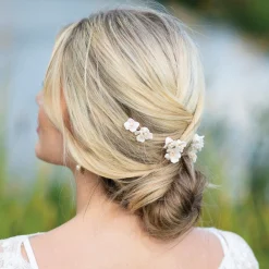 Ivory & Co Ivory and Co Fleur Satz von 3 Gold Keramik Blume Haarnadeln* Geschenke Für Brautjungfern | Gold-haar-accessoires