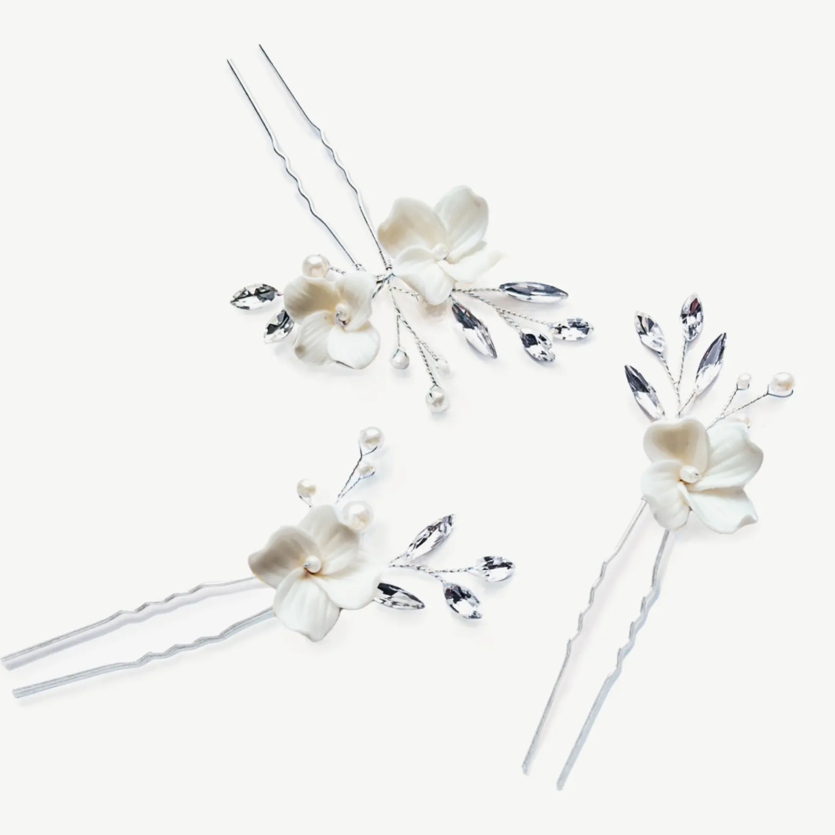 Ivory & Co Ivory and Co Floret Silber Kristall und Perle Blume Haar Pin Set* Abschlussball Haarspangen & Kämme | Haarschmuck Aus Kristall
