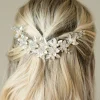 Ivory & Co Ivory and Co Frühlingsblüte Emaillierte Blumensichel Braut Haarspange* Perlen-haarschmuck | Silberne Haar-accessoires