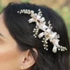 Ivory & Co Ivory and Co Frühlingstraum Gold Floral Perlen Haarspange* Perlen-haarschmuck | Gold-haar-accessoires