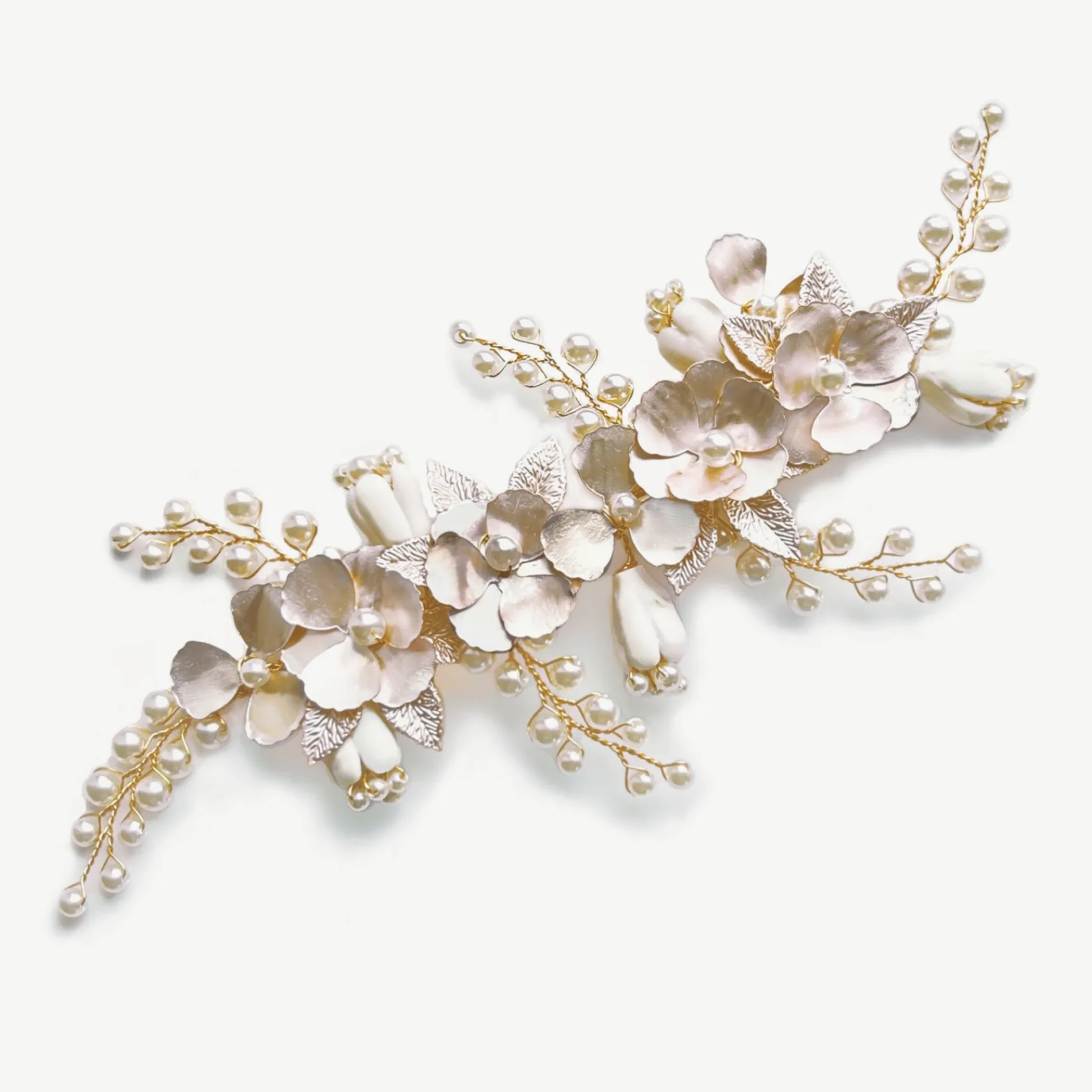 Ivory & Co Ivory and Co Frühlingstraum Gold Floral Perlen Haarspange* Perlen-haarschmuck | Gold-haar-accessoires