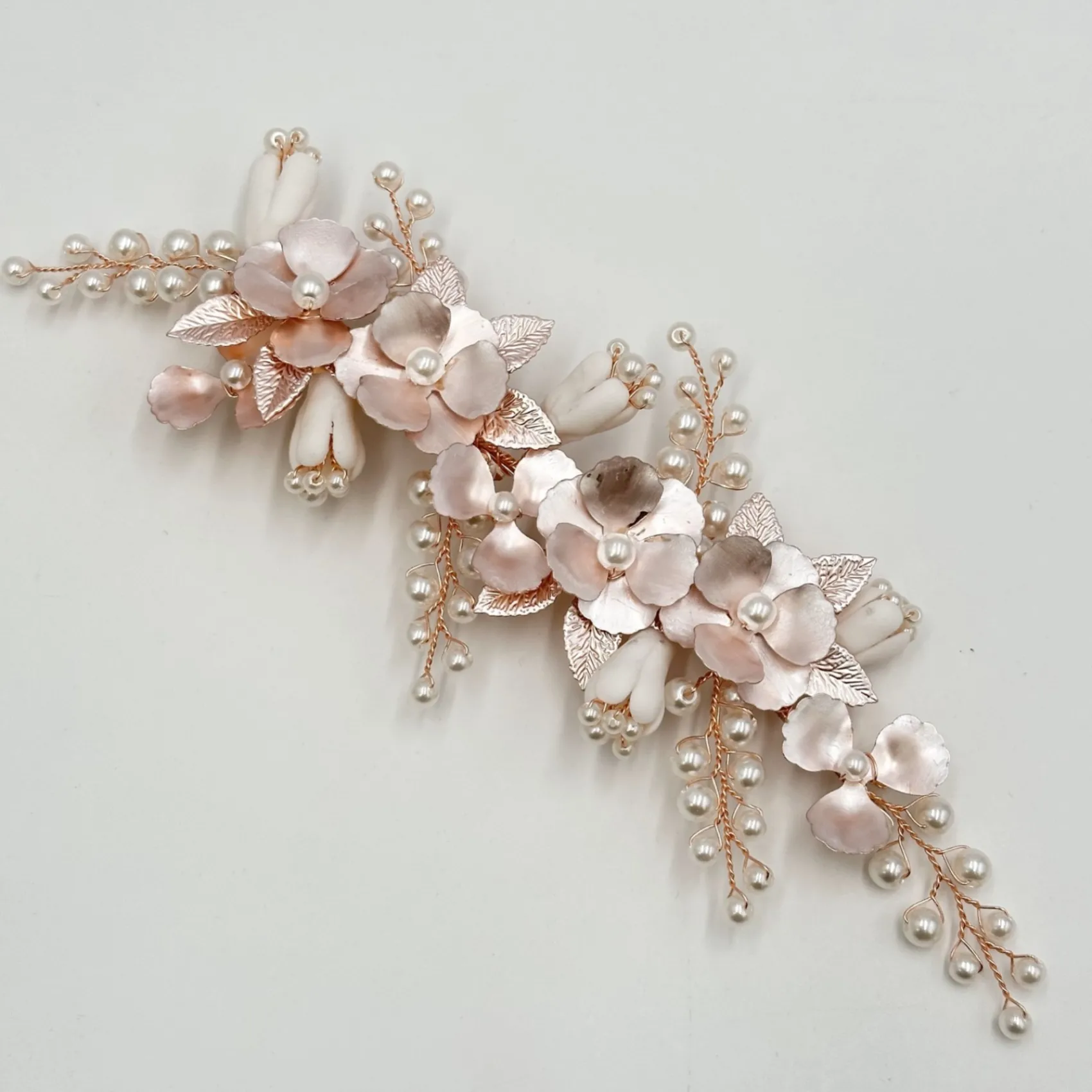 Ivory & Co Ivory and Co Frühlingstraum Rose Gold Floral Perlen Haarspange* Perlen-haarschmuck | Haarschmuck In Roségold
