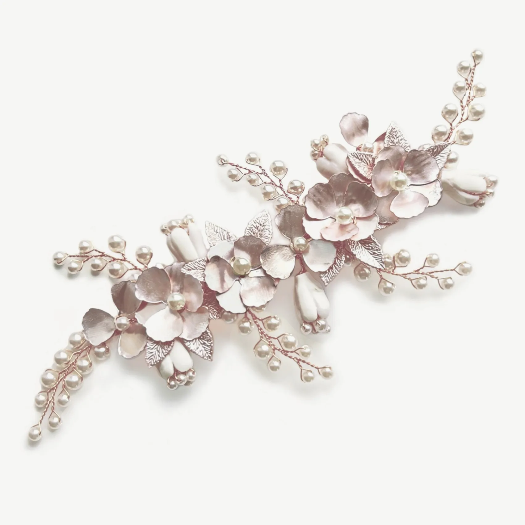 Ivory & Co Ivory and Co Frühlingstraum Rose Gold Floral Perlen Haarspange* Perlen-haarschmuck | Haarschmuck In Roségold