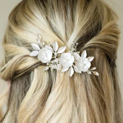 Ivory & Co Ivory and Co Gardenia Silber zierliche Kristall und Perle florale Haarspange* Geschenke Für Brautjungfern | Geschenke Für Die Braut