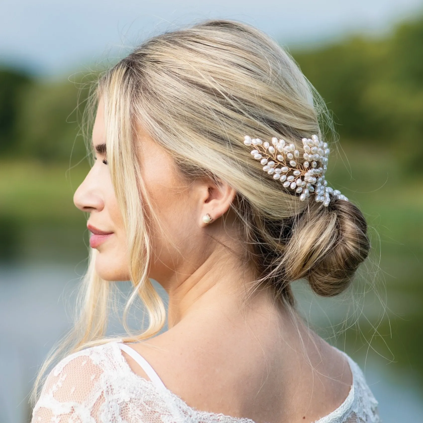 Ivory & Co Ivory and Co Golden Seaspray Perlen Cluster Braut Haarkamm* Perlen-haarschmuck | Gold-haar-accessoires