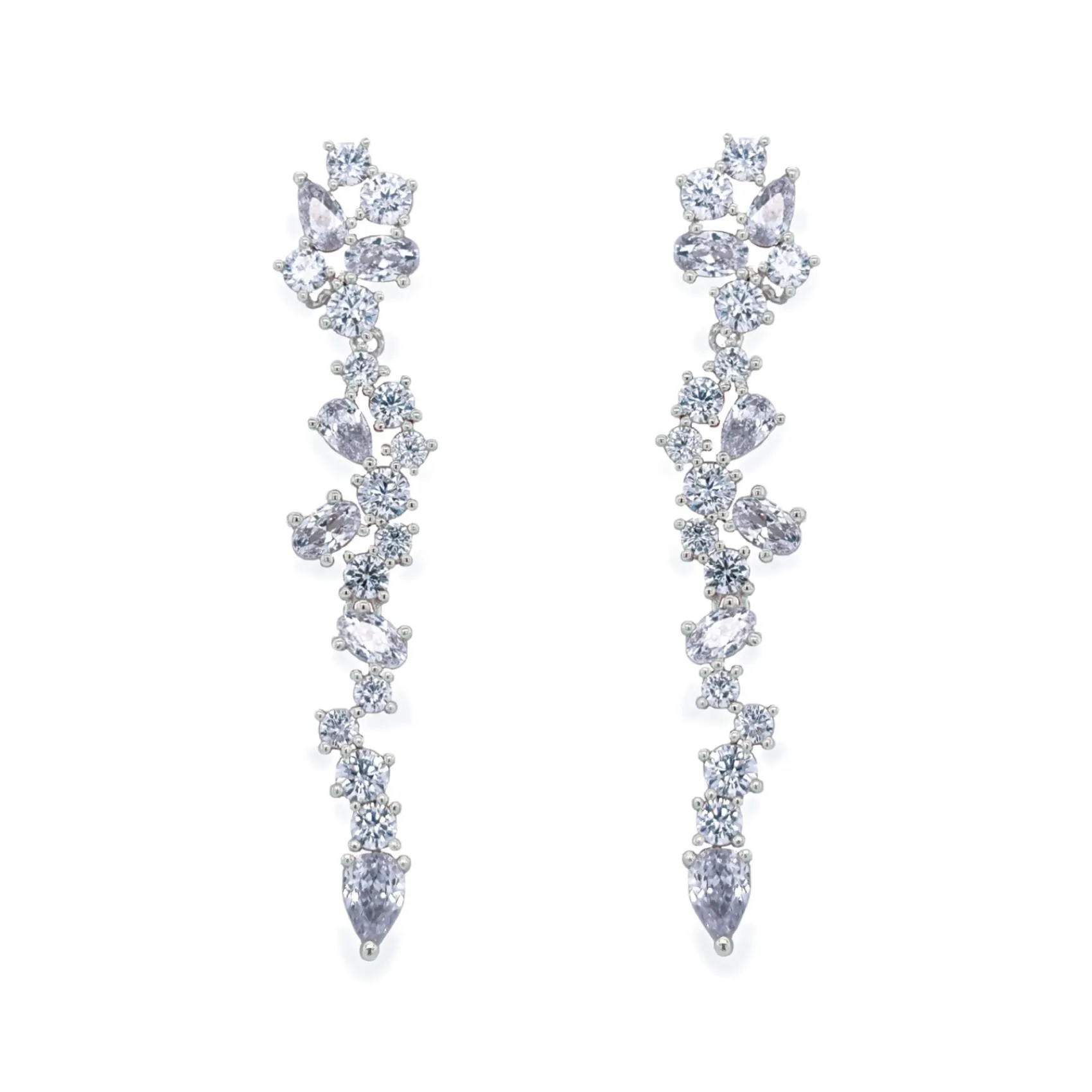 Ivory & Co Ivory and Co Islington Silber Kristall Cluster Tropfen Ohrringe* Silberner Abschlussball-schmuck | Abschlussball-ohrringe