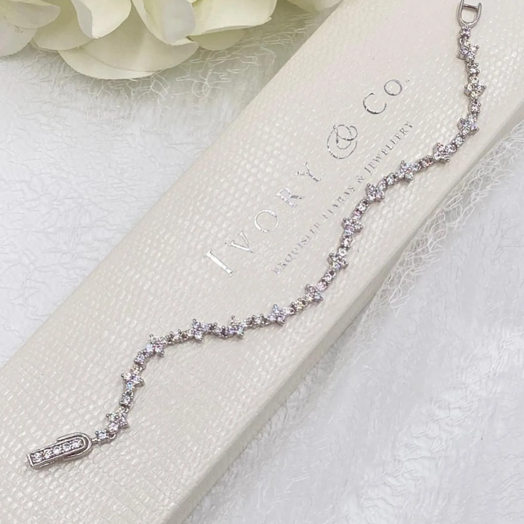 Ivory & Co Ivory and Co Kensington Cubic Zirkonia Hochzeitsarmband* Silberner Abschlussball-schmuck | Prom Armbänder