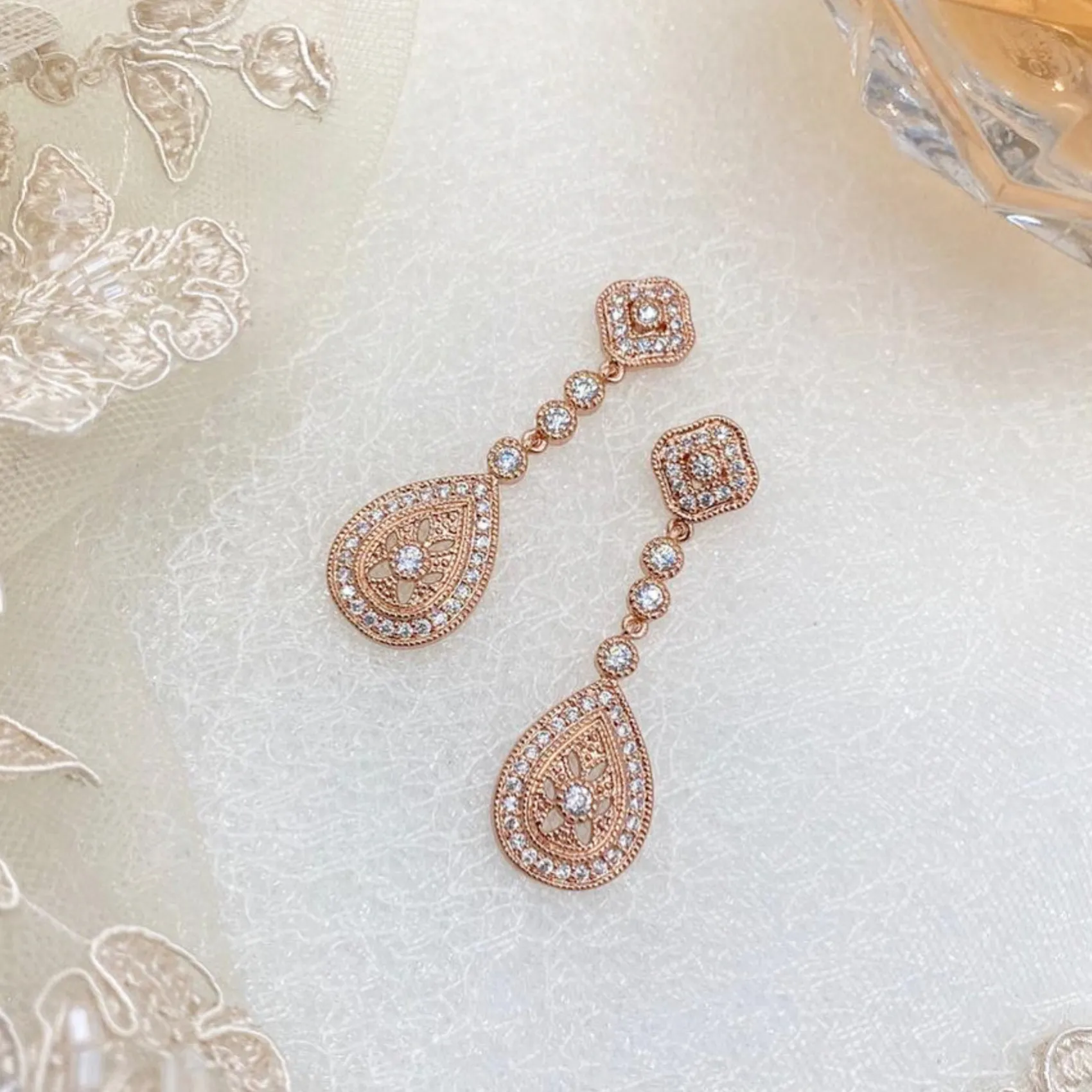 Ivory & Co Ivory and Co Mondsüchtig Rose Gold Kristall Hochzeit Ohrringe* Geschenke Für Die Braut | Vintage Hochzeitsschmuck