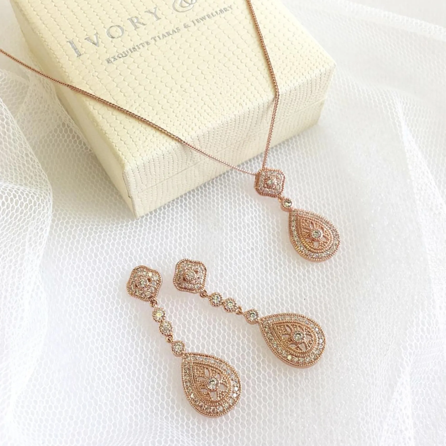 Ivory & Co Ivory and Co Mondsüchtig Rose Gold Kristall Hochzeit Ohrringe* Geschenke Für Die Braut | Vintage Hochzeitsschmuck
