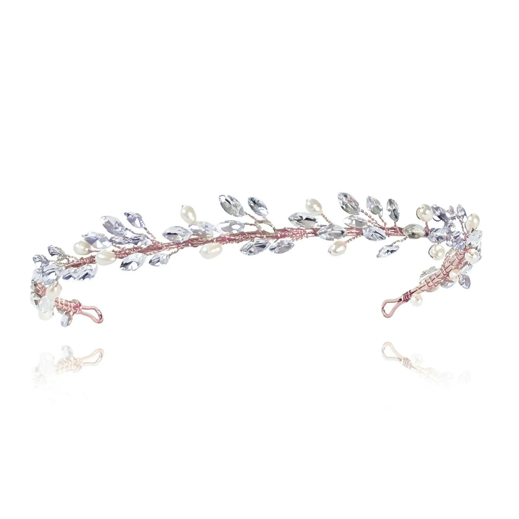 Ivory & Co Ivory and Co Moonshine Rose Gold Perle und Kristall Stirnband* Abschlussball-haarbänder & Tiaras | Haarschmuck Aus Kristall