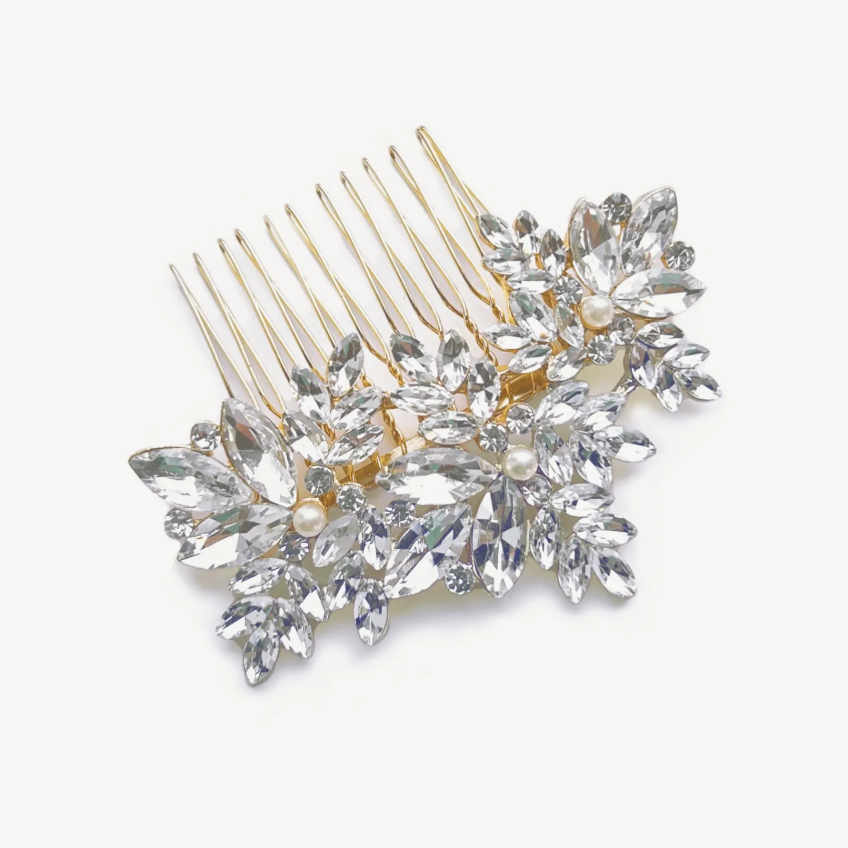 Ivory & Co Ivory and Co Moonstar Gold funkelnder Kristall und Perlen Haarkamm* Abschlussball Haarspangen & Kämme | Haarschmuck Aus Kristall