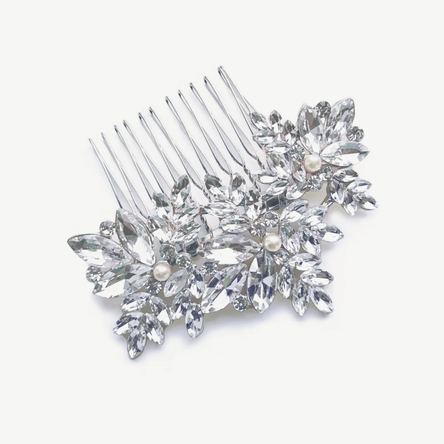 Ivory & Co Ivory and Co Moonstar Silber funkelnder Kristall und Perle Haarkamm* Abschlussball Haarspangen & Kämme | Haarschmuck Aus Kristall