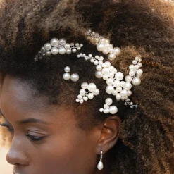 Ivory & Co Ivory and Co Pearl Haze Silber Kamm und Haarnadel Set* Perlen-haarschmuck | Silberne Haar-accessoires