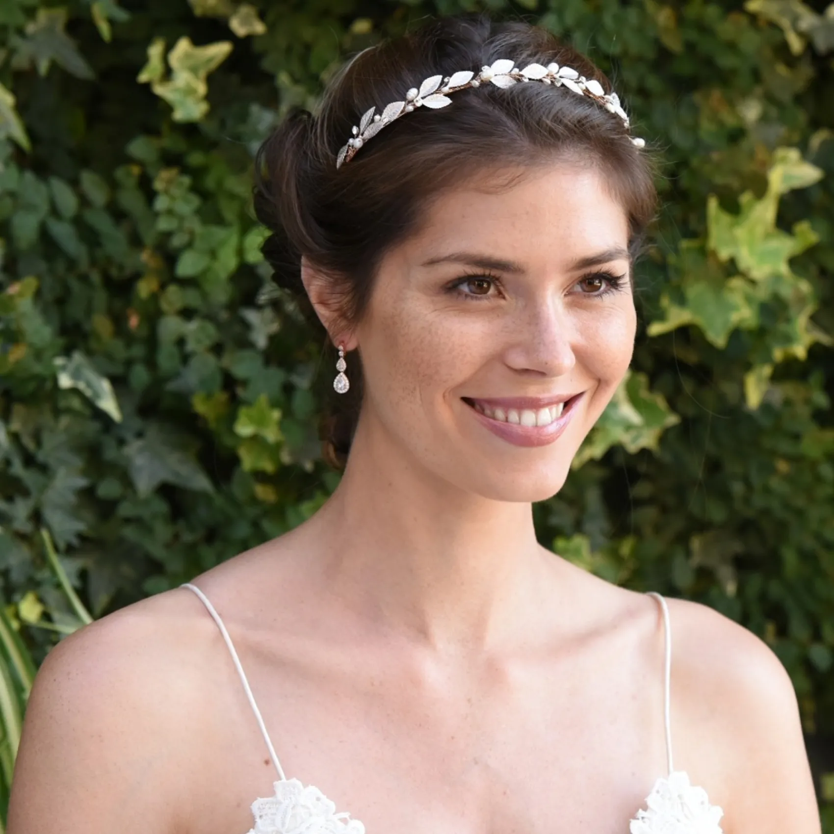 Ivory & Co Ivory and Co Pearl Mist Rose Gold emaillierte Blätter Stirnband* Perlen-haarschmuck | Haarschmuck In Roségold