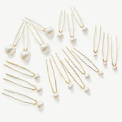 Ivory & Co Ivory and Co Perlen-Gold-Multi-Haarnadel-Set* Perlen-haarschmuck | Gold-haar-accessoires