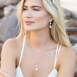 Ivory & Co Ivory and Co Rochelle Silber Kristall Pave dreifache Tropfen Ohrringe* Silberner Abschlussball-schmuck | Abschlussball-ohrringe
