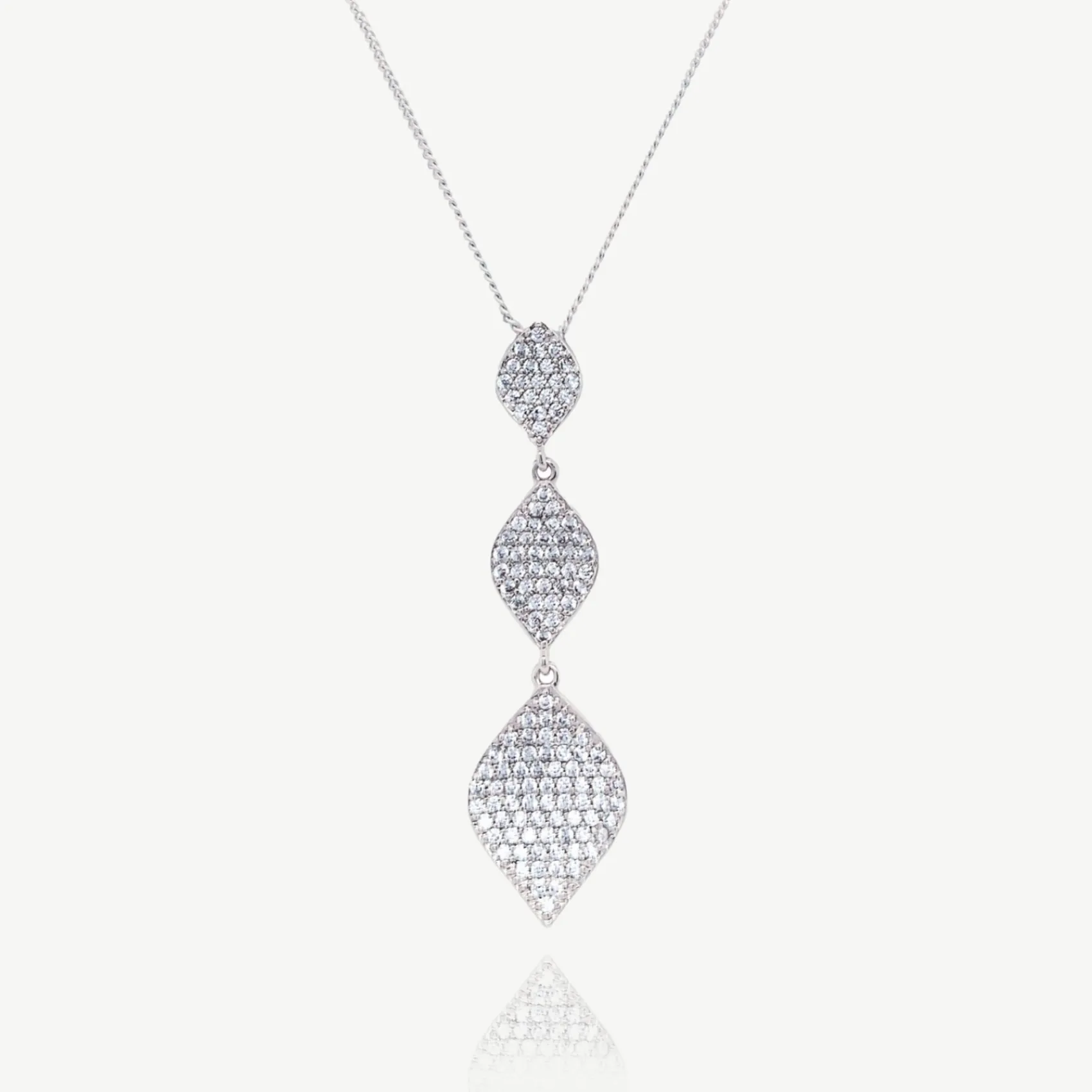 Ivory & Co Ivory and Co Rochelle Silber Kristall Pave Triple Drop Anhänger* Silberner Abschlussball-schmuck | Abschlussball-halsketten