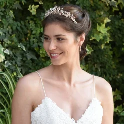 Ivory & Co Ivory and Co Rosalynd Rose Gold Blumen und Blätter Braut Tiara* Perlen-haarschmuck | Haarschmuck In Roségold