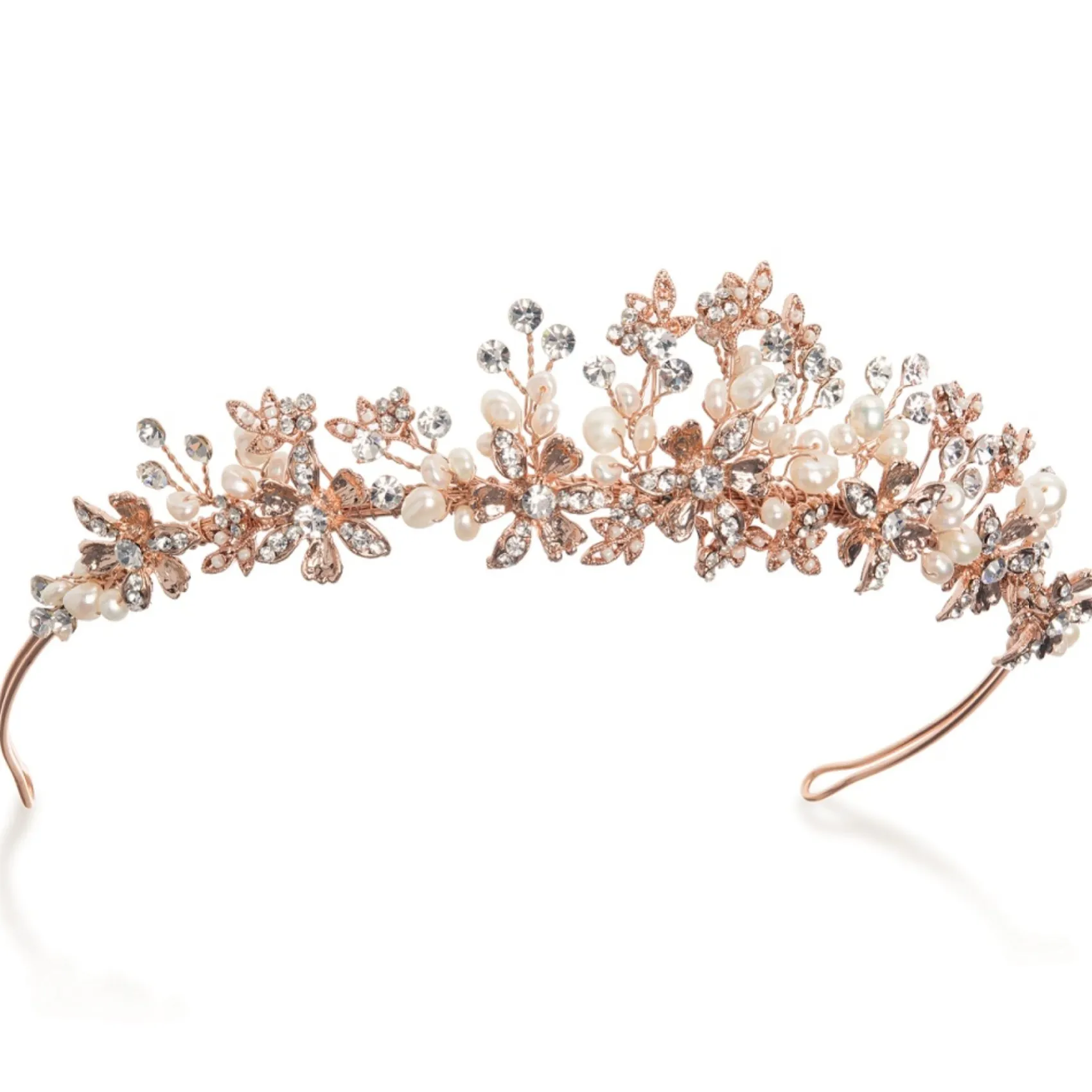 Ivory & Co Ivory and Co Rosalynd Rose Gold Blumen und Blätter Braut Tiara* Perlen-haarschmuck | Haarschmuck In Roségold