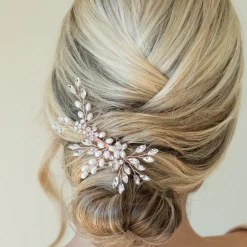 Ivory & Co Ivory and Co Rose Gold Shimmer Dainty Crystal and Pearl Haarkamm* Geschenke Für Brautjungfern | Geschenke Für Die Braut