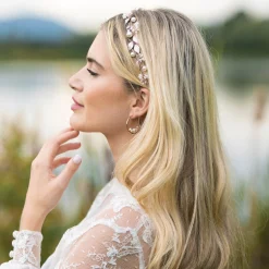 Ivory & Co Ivory and Co Skylark Rose Gold Blätter und Perle Haar Rebe* Perlen-haarschmuck | Haarschmuck In Roségold