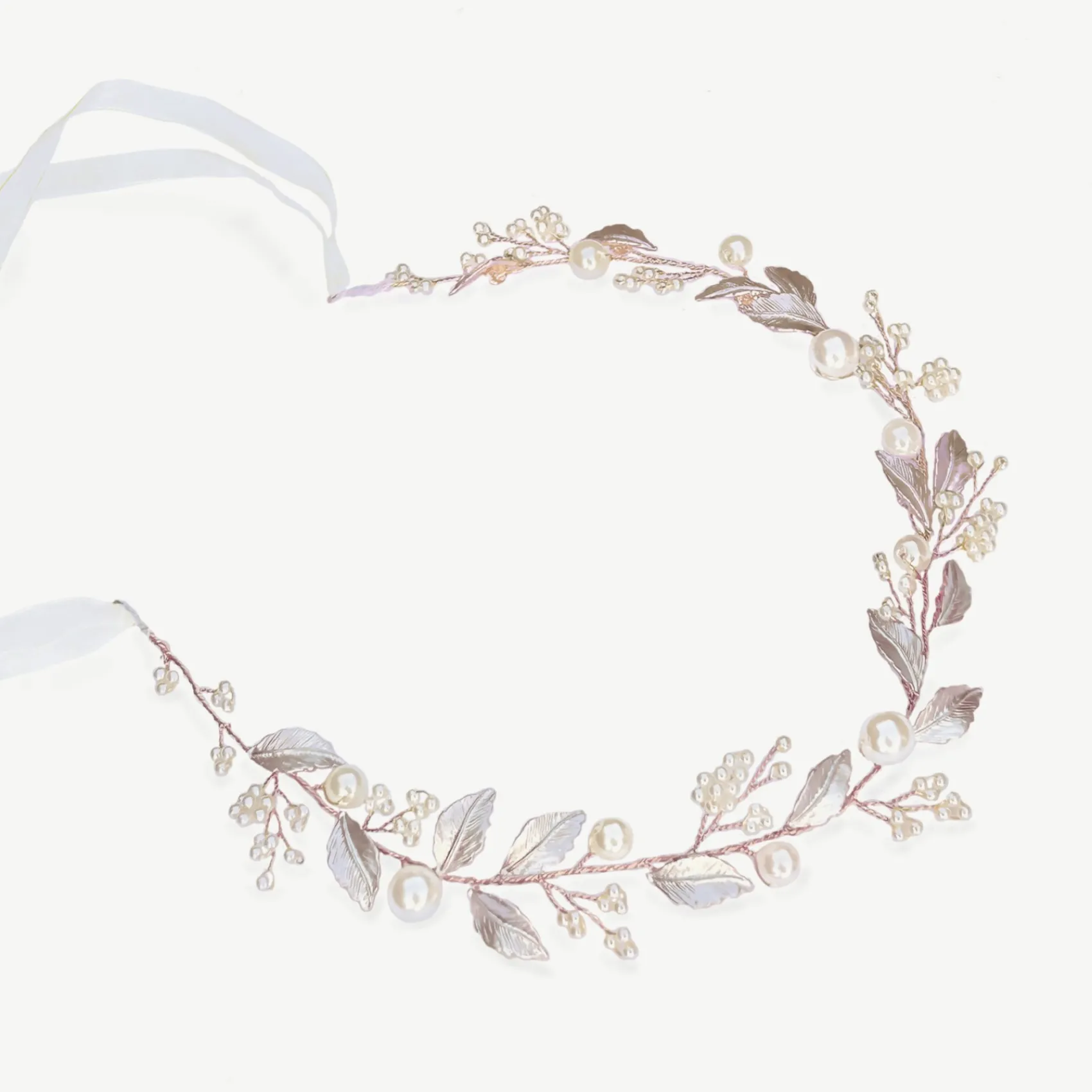 Ivory & Co Ivory and Co Skylark Rose Gold Blätter und Perle Haar Rebe* Perlen-haarschmuck | Haarschmuck In Roségold