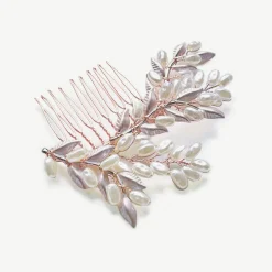 Ivory & Co Ivory and Co Sommerglanz Rosegold Blattgrüner Haarkamm* Perlen-haarschmuck | Haarschmuck In Roségold