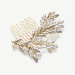 Ivory & Co Ivory and Co Sommerglühender Gold-Blatt-Haarkamm* Perlen-haarschmuck | Gold-haar-accessoires