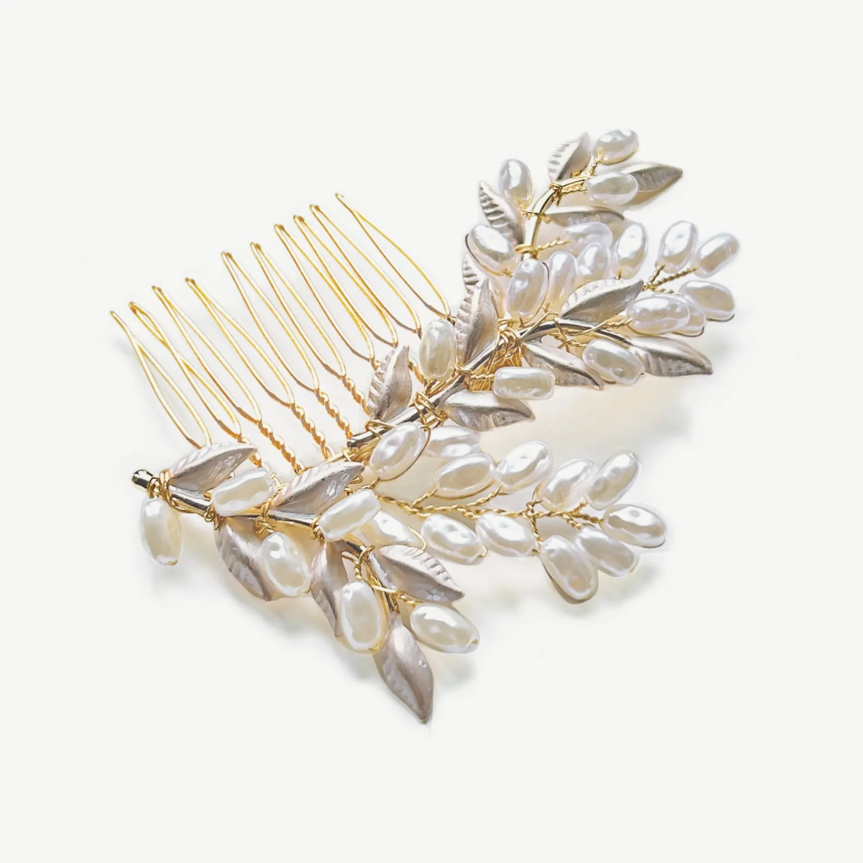 Ivory & Co Ivory and Co Sommerglühender Gold-Blatt-Haarkamm* Perlen-haarschmuck | Gold-haar-accessoires