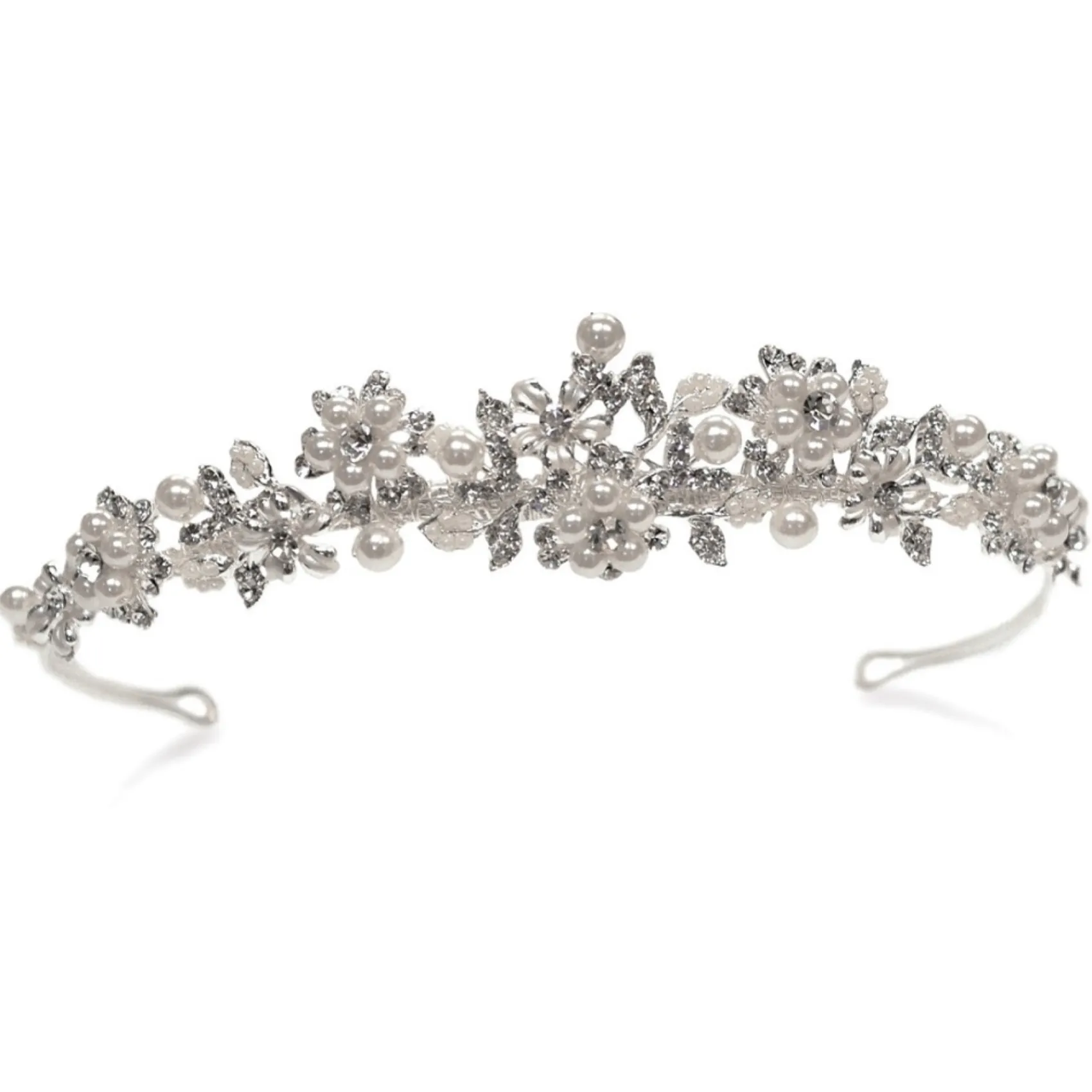 Ivory & Co Ivory and Co Sophie Floral Perle und Kristall Hochzeit Tiara* Perlen-haarschmuck | Silberne Haar-accessoires