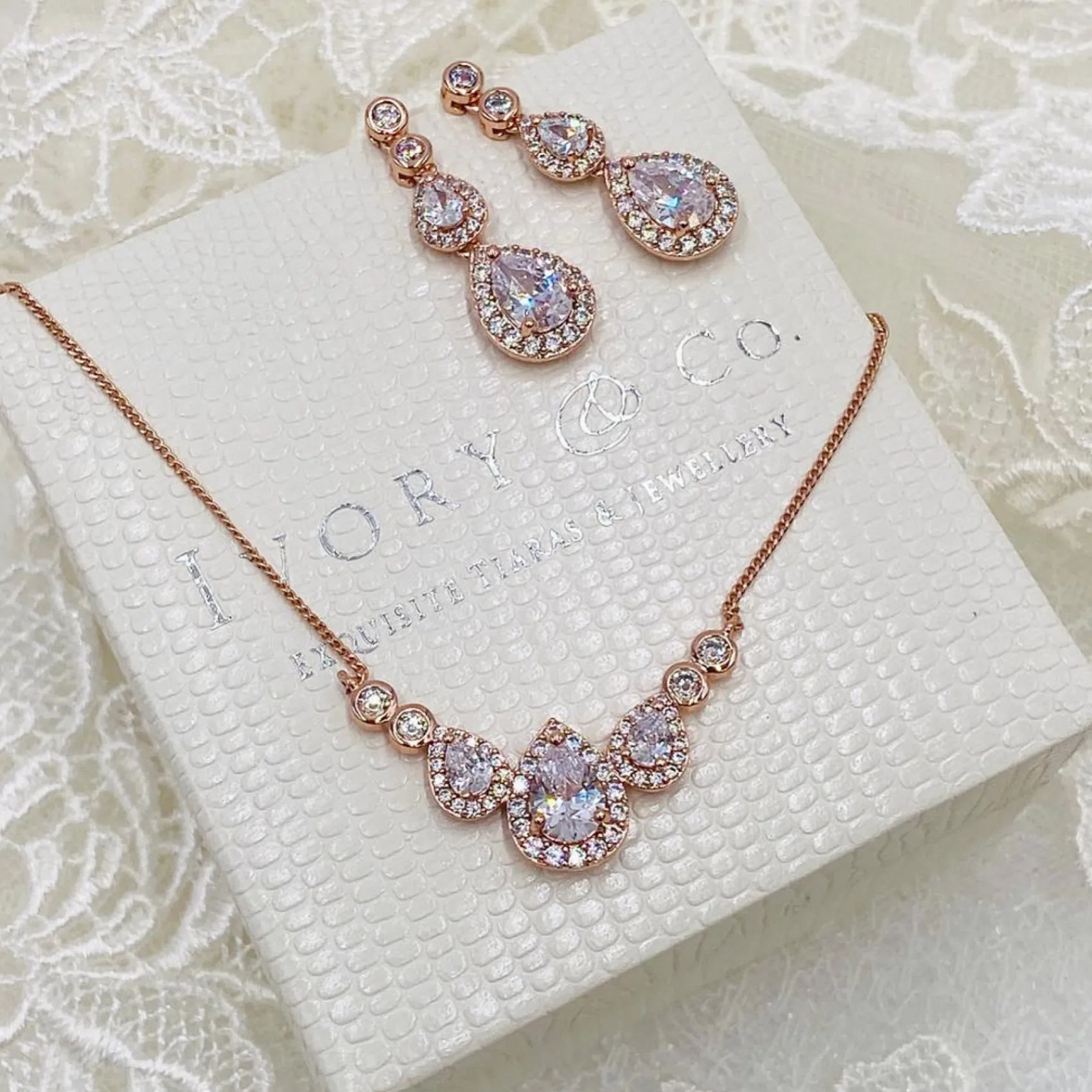Ivory & Co Ivory and Co Sorbonne Rose Gold Brautschmuck Set* Geschenke Für Brautjungfern | Geschenke Für Die Braut
