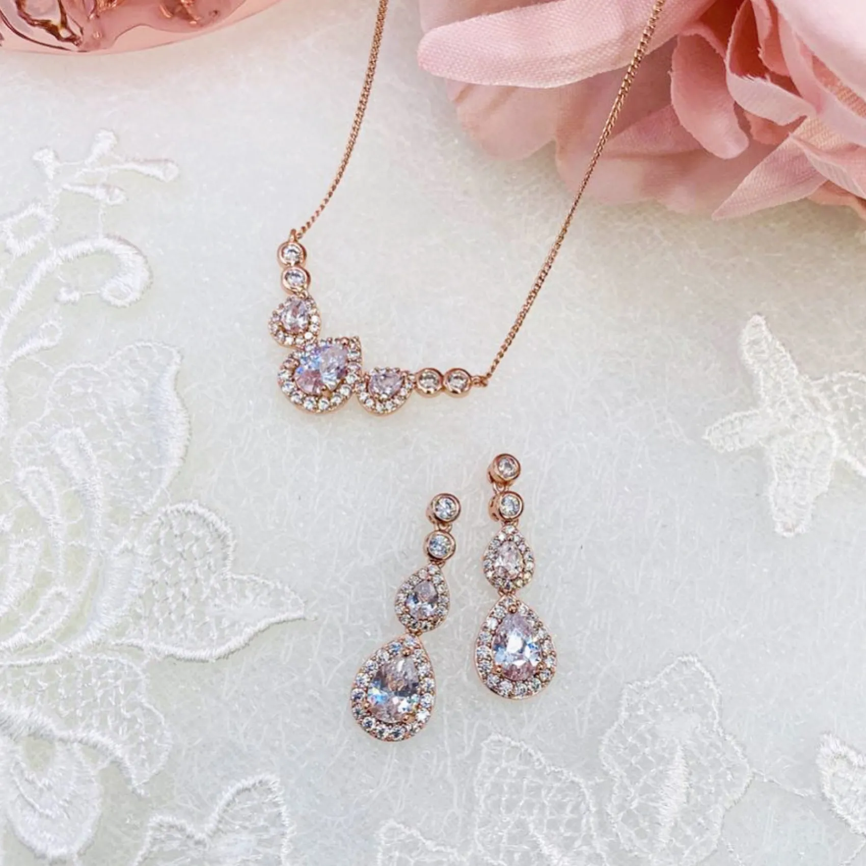 Ivory & Co Ivory and Co Sorbonne Rose Gold Brautschmuck Set* Geschenke Für Brautjungfern | Geschenke Für Die Braut