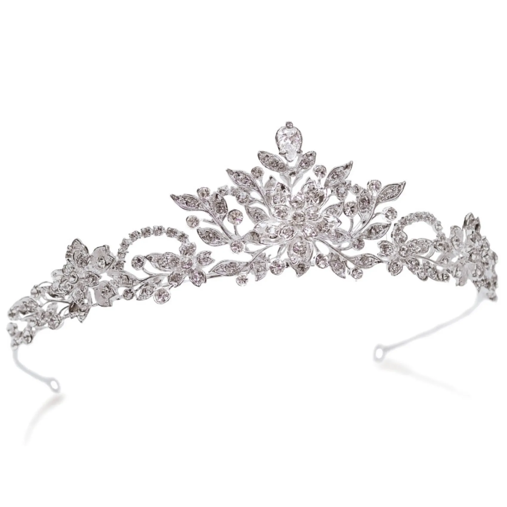 Ivory & Co Ivory and Co Stephanie Floral Kristall Braut Tiara* Haarschmuck Aus Kristall | Silberne Haar-accessoires