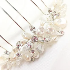 Ivory & Co Ivory and Co Süßwasserperlen Brauthaarkamm* Perlen-haarschmuck | Silberne Haar-accessoires