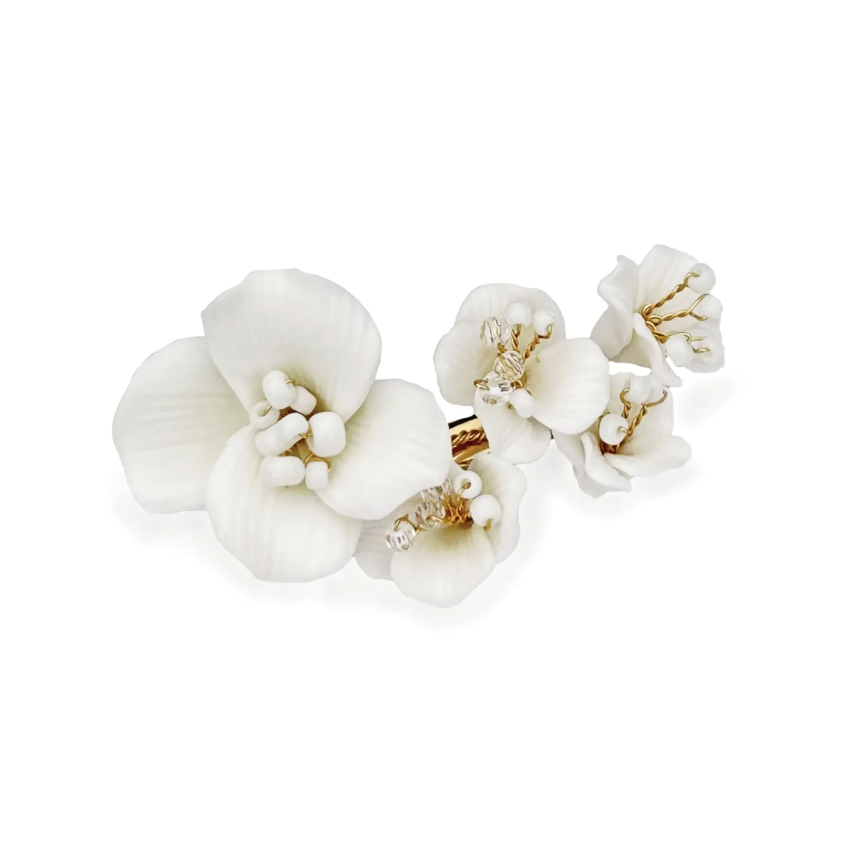 Ivory & Co Ivory and Co Tigerlilie Keramik Floral Cluster Gold Haarspange* Gold-haar-accessoires | Haarschmuck Für Blumenmädchen
