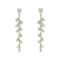 Ivory & Co Ivory and Co Weide Gold lange Kristall Rebe Ohrringe* Goldener Abschlussball-schmuck | Abschlussball-ohrringe