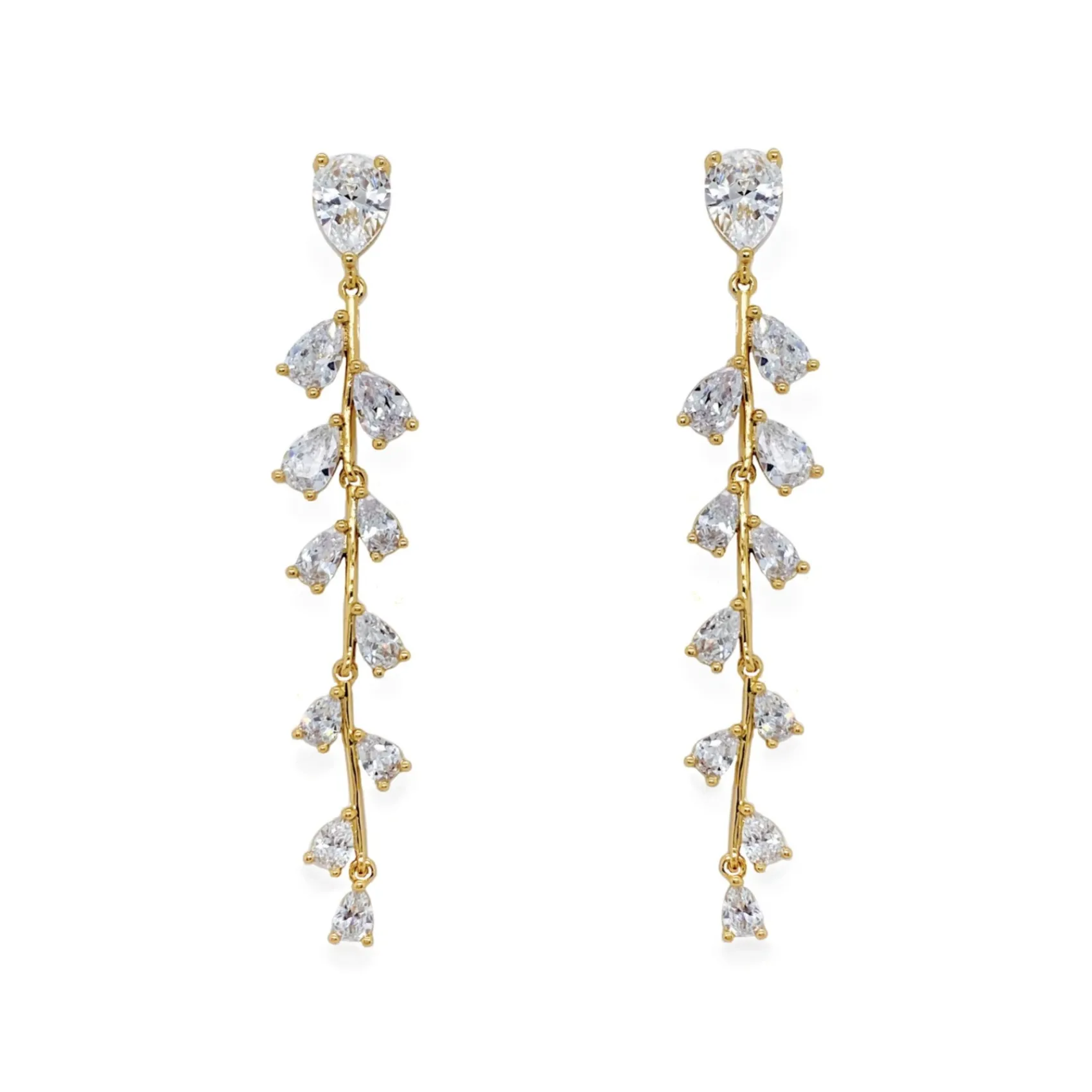 Ivory & Co Ivory and Co Weide Gold lange Kristall Rebe Ohrringe* Goldener Abschlussball-schmuck | Abschlussball-ohrringe