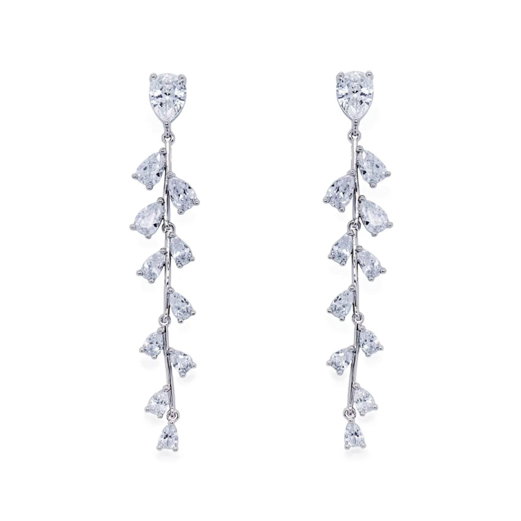Ivory & Co Ivory and Co Weide Silber lange Kristall Rebe Ohrringe* Silberner Abschlussball-schmuck | Abschlussball-ohrringe