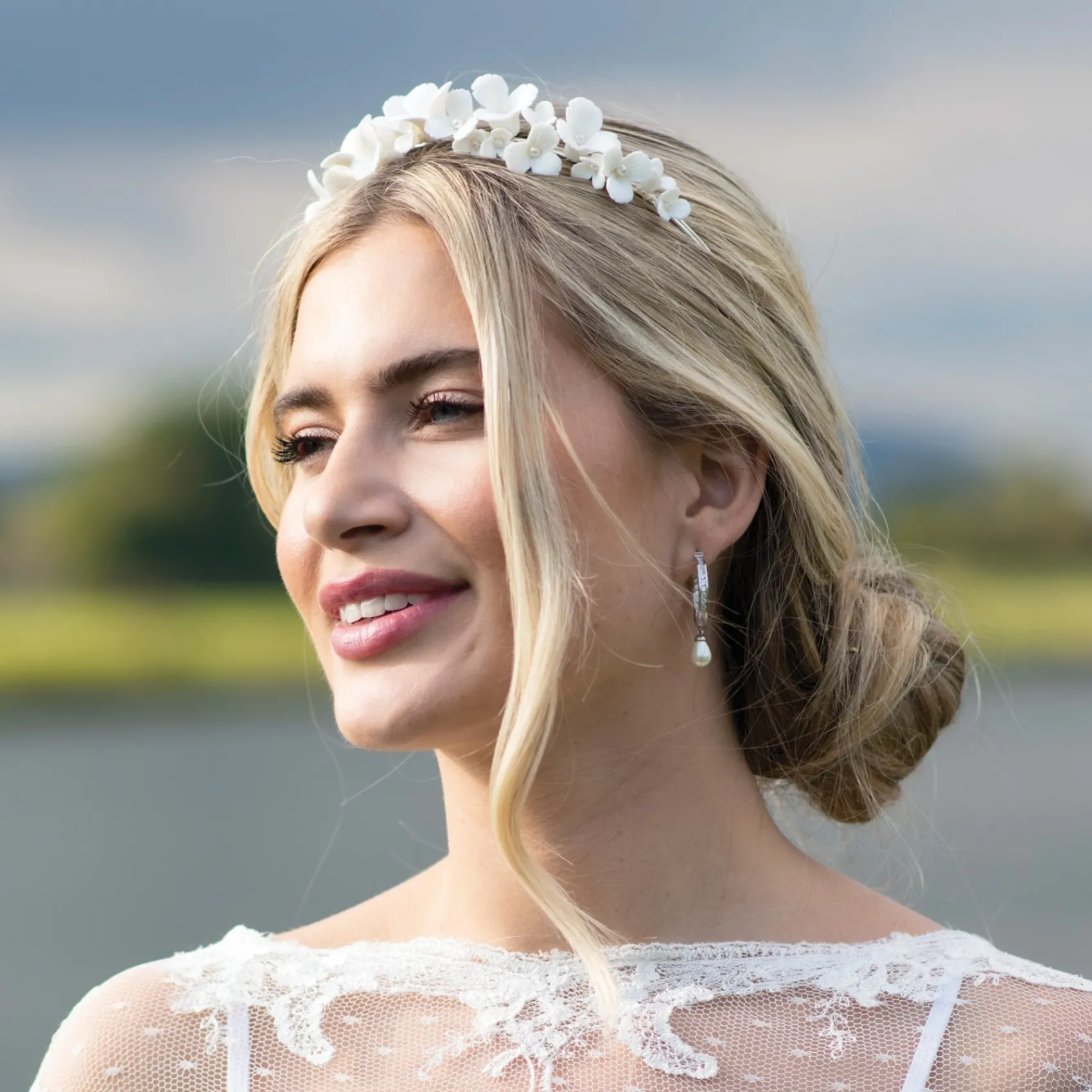 Ivory & Co Ivory and Co Wildflower Keramik und Perle Floral Hochzeit Kopfstück* Silberne Haar-accessoires | Hochzeit Kopfbedeckungen