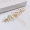 Twilight Designs Jen Gold Blumen und Blätter Haarnadel* Perlen-haarschmuck | Gold-haar-accessoires