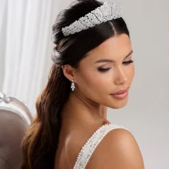 Lace & Favour Kaiserin Statement Cubic Zirkonia Kristall Braut Tiara* Haarschmuck Aus Kristall | Silberne Haar-accessoires