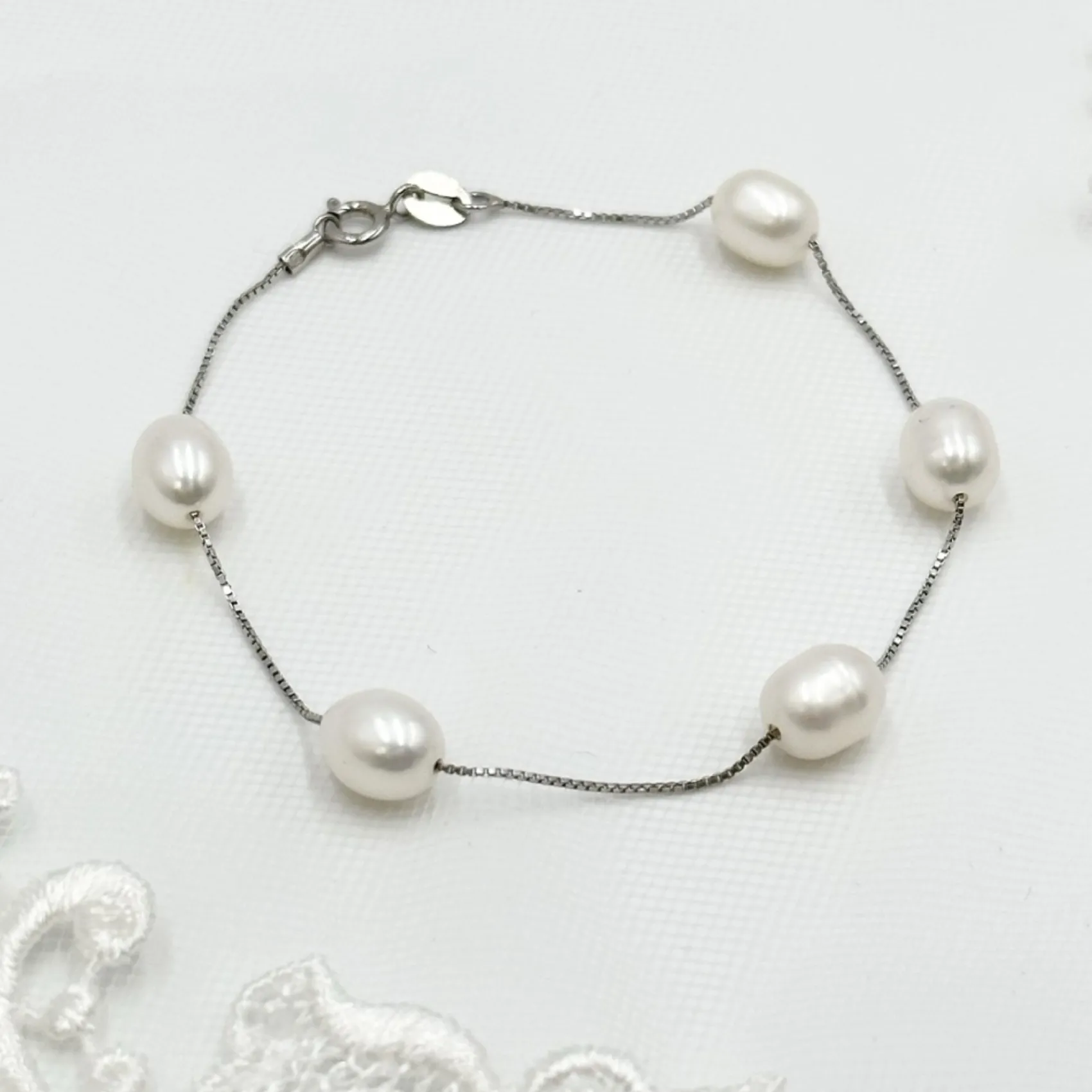 Lace & Favour Kala Süßwasserperlen-Armband* Perlen-hochzeitsschmuck | Silberner Hochzeitsschmuck