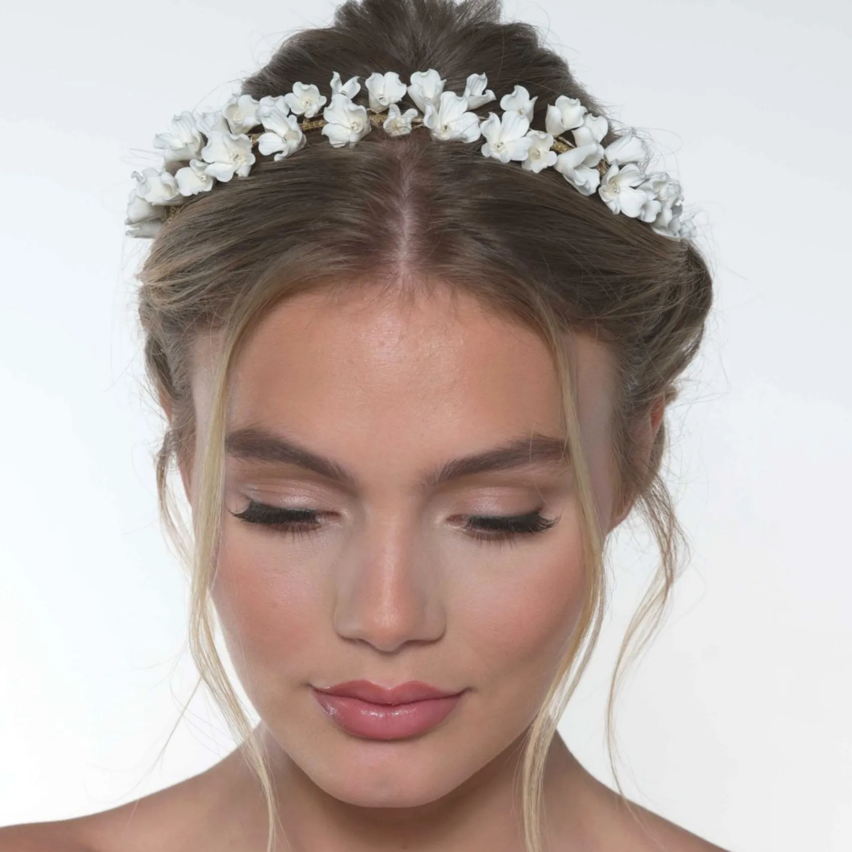 Poirier Kamelie Elfenbein Porzellan Blume Gold Kopfstück* Gold-haar-accessoires | Hochzeit Kopfbedeckungen