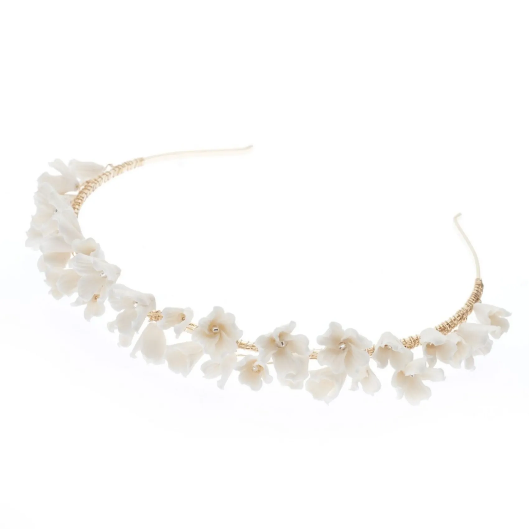 Poirier Kamelie Elfenbein Porzellan Blume Gold Kopfstück* Gold-haar-accessoires | Hochzeit Kopfbedeckungen