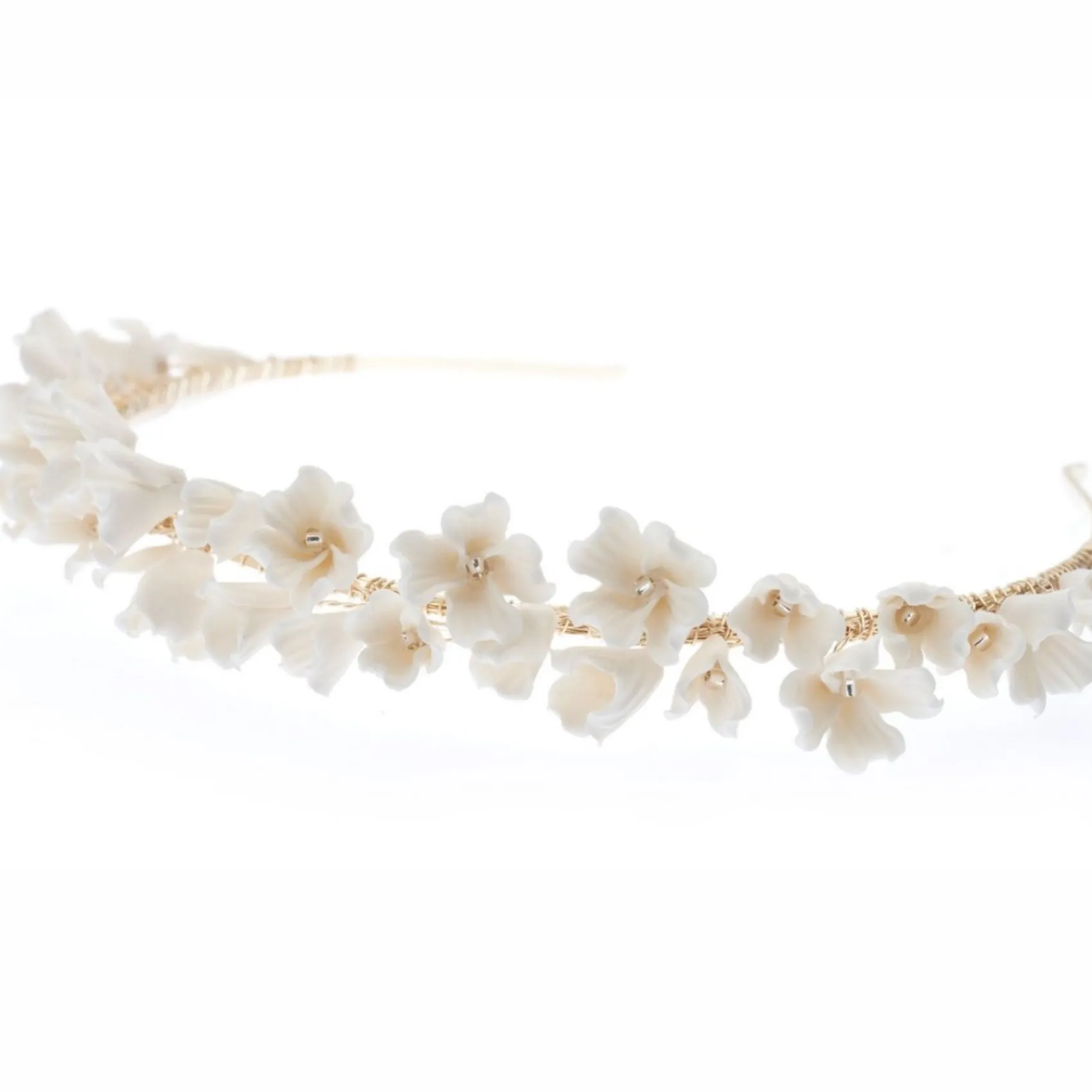 Poirier Kamelie Elfenbein Porzellan Blume Gold Kopfstück* Gold-haar-accessoires | Hochzeit Kopfbedeckungen