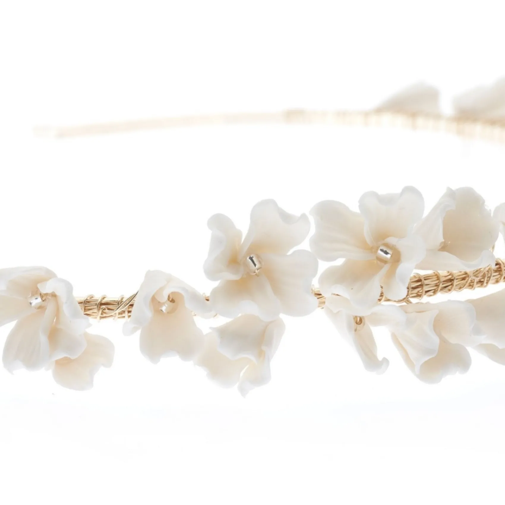 Poirier Kamelie Elfenbein Porzellan Blume Gold Kopfstück* Gold-haar-accessoires | Hochzeit Kopfbedeckungen