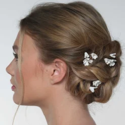 Poirier Kamelie Satz von 3 Elfenbein Porzellan Blume Gold Haarnadeln* Gold-haar-accessoires | Brautjungfer Haarschmuck