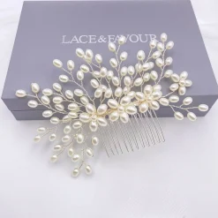 Lace & Favour Kaskade Perlenspray Hochzeit Haarkamm* Perlen-haarschmuck | Silberne Haar-accessoires